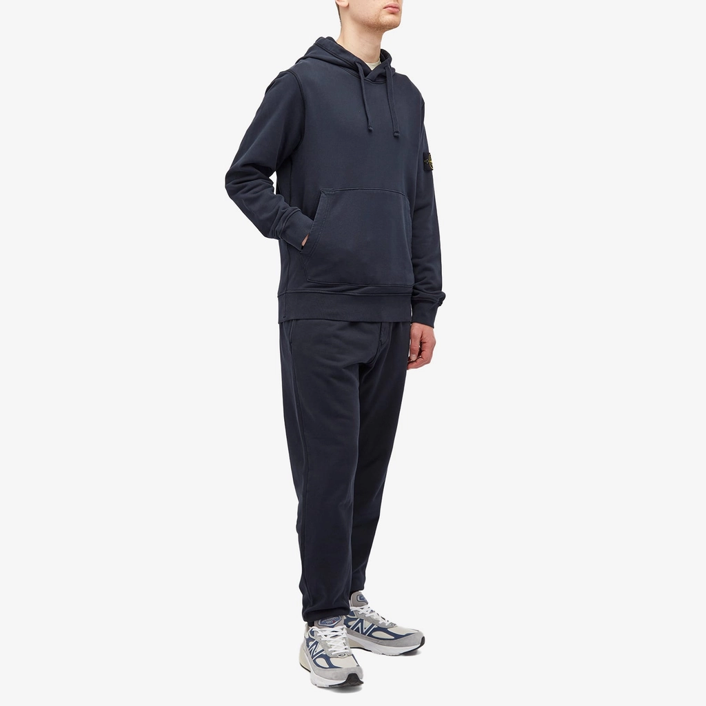 Stone Island Men's Cotton Fleece Garment Dyed Hoodie Navy Blue